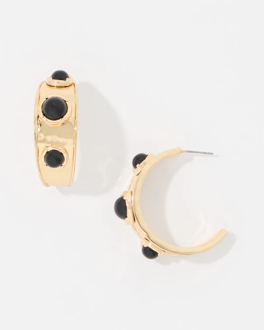 Black Cap Hoop Earrings - image 2