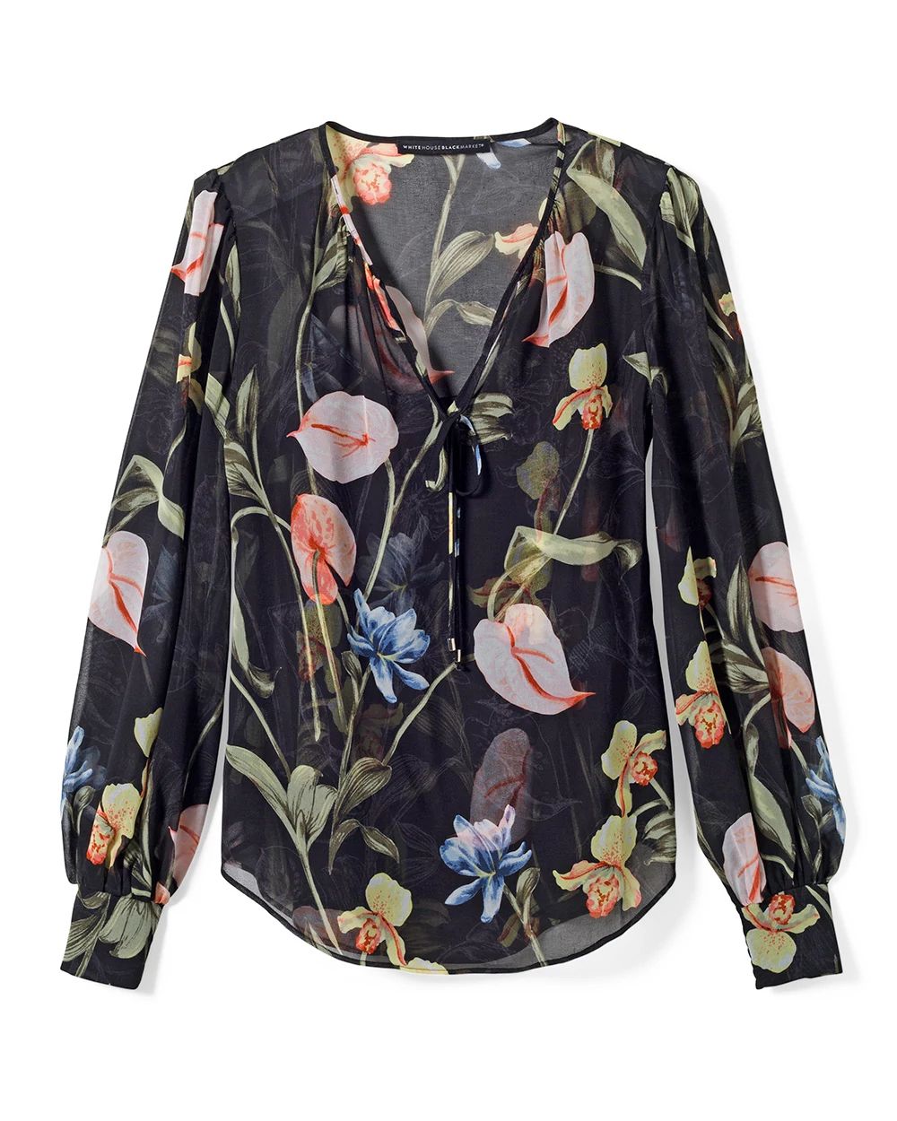 Chiffon Tie-Neck Blouse