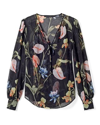 Chiffon Tie-Neck Blouse