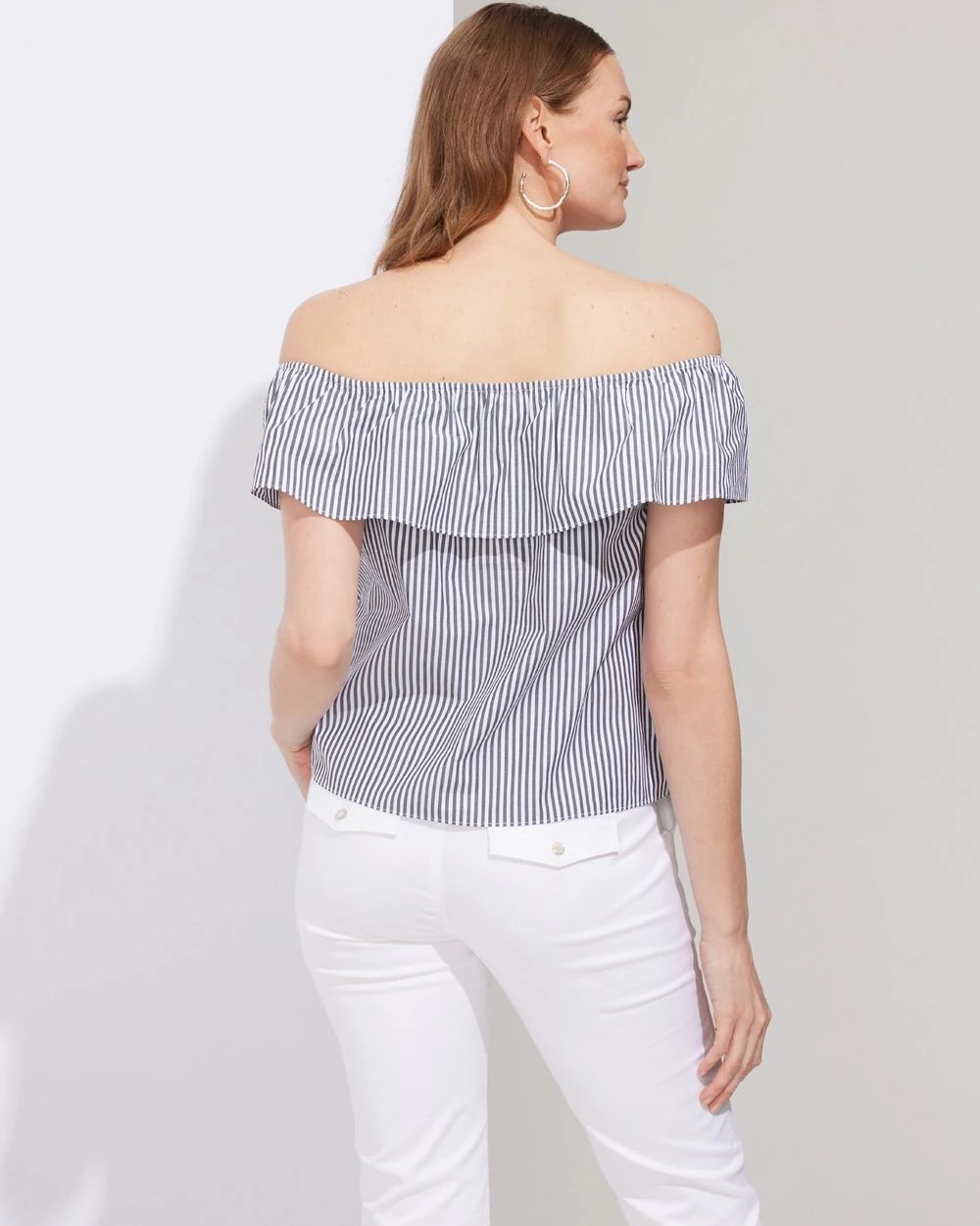 Outlet WHBM Striped Off-The-Shoulder Blouse click to view larger image.