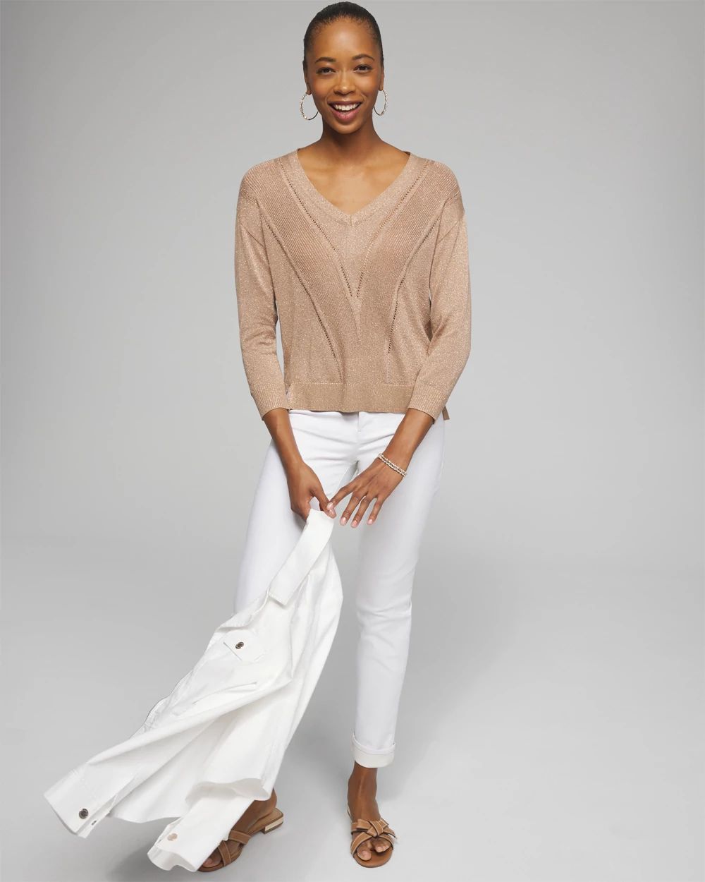 Outlet WHBM V-Neck Gold Sweater