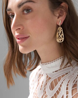 Gold Oval Drop Earrings