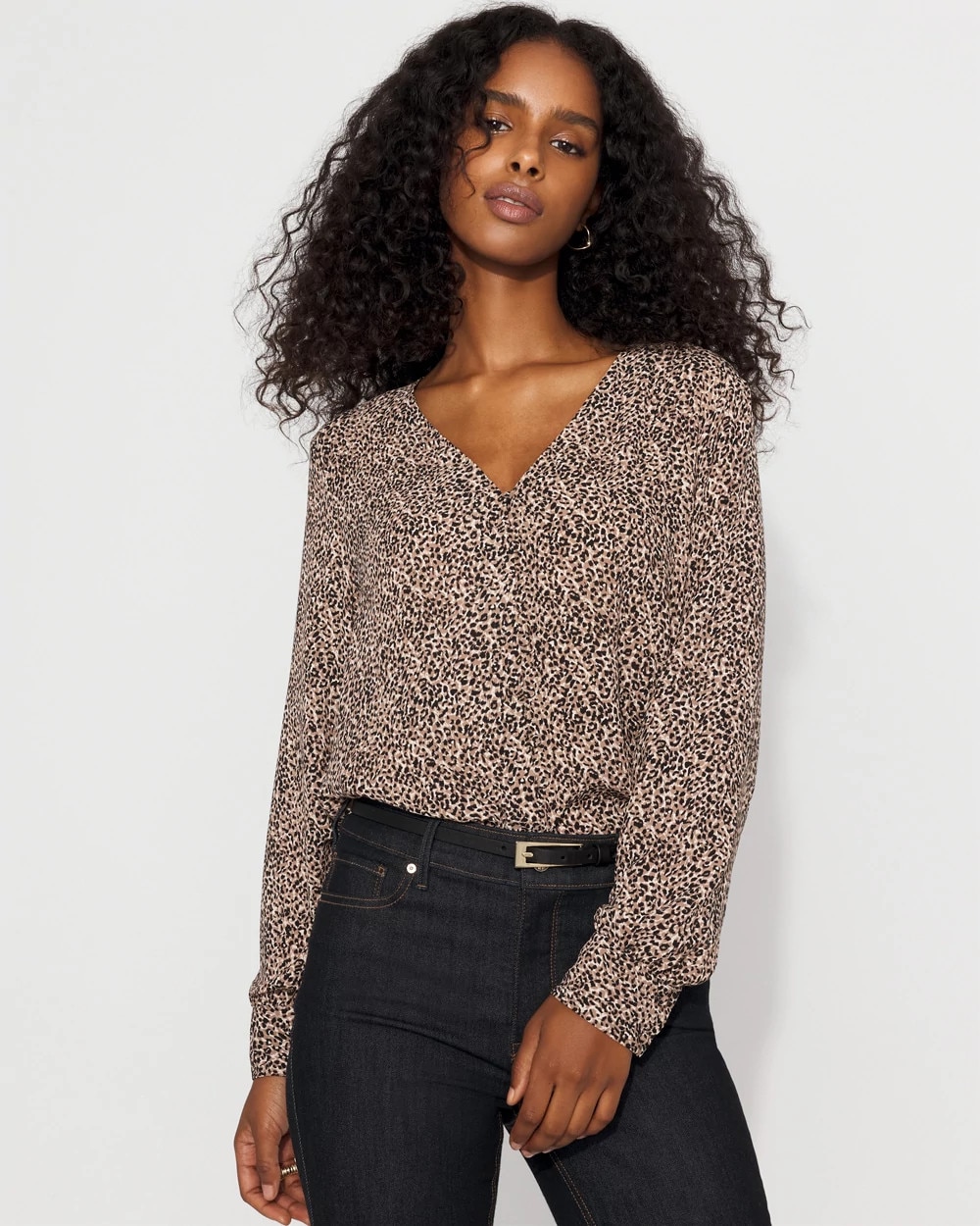 Long-Sleeve Button-Up Blouse