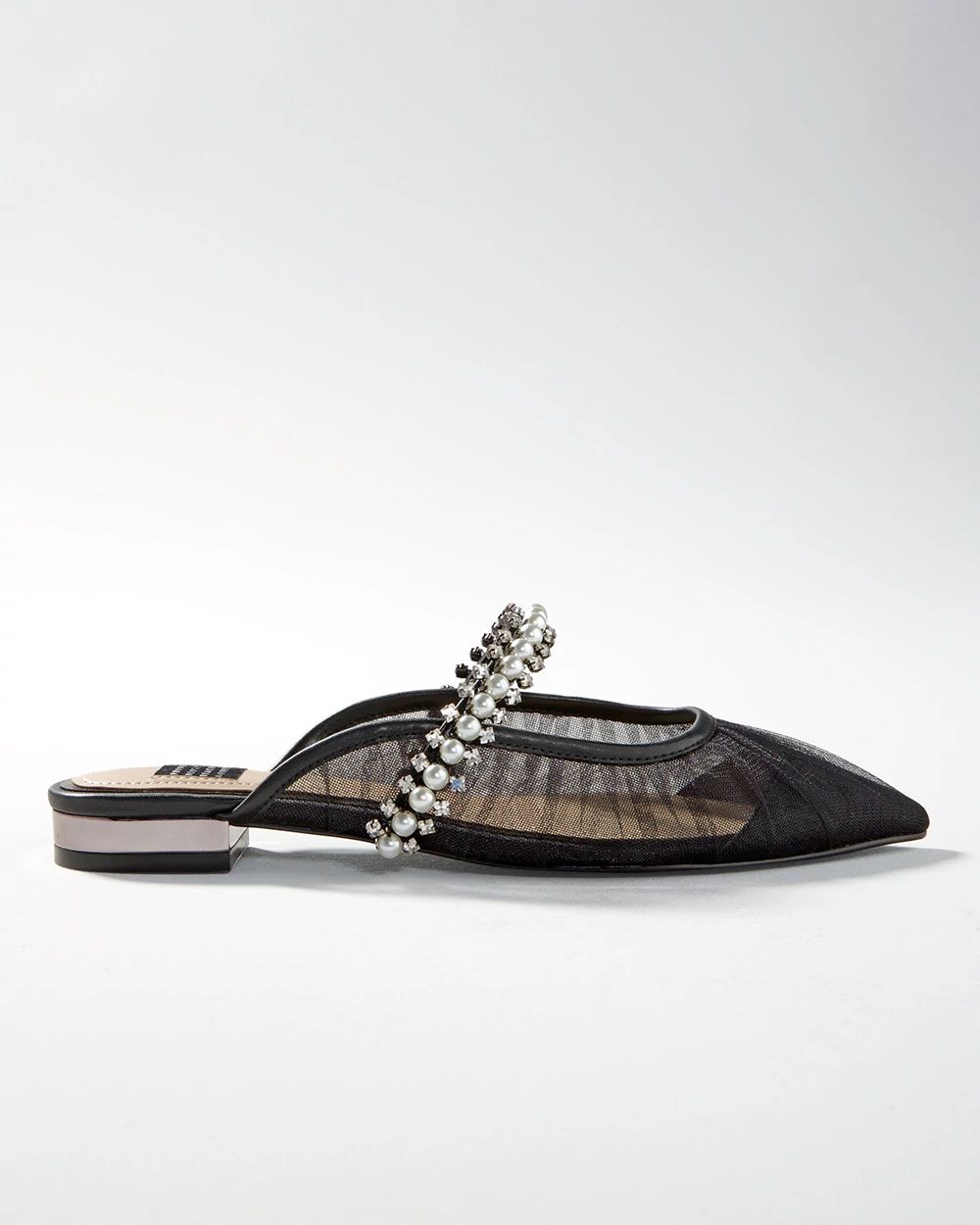 Pearl Mesh Low Heel Mule