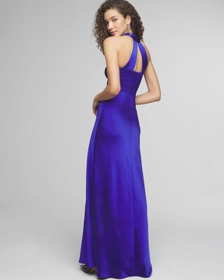 Knot Halter Satin Gown