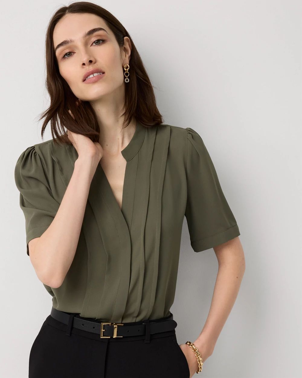 Pleated Crepe Shirt
