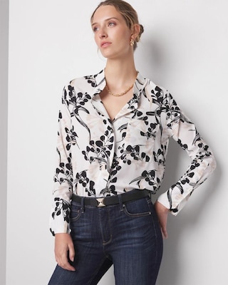 Long-Sleeve Printed Pocket Shirt