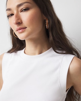 WHBM FORME™ Ribbed Stretch Ruched Side Tank click to view larger image.