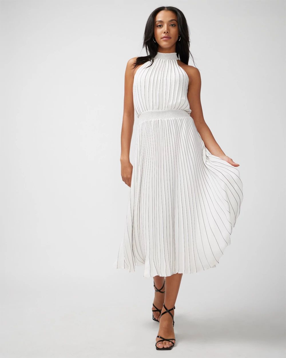Pleated Midi Halter Dress