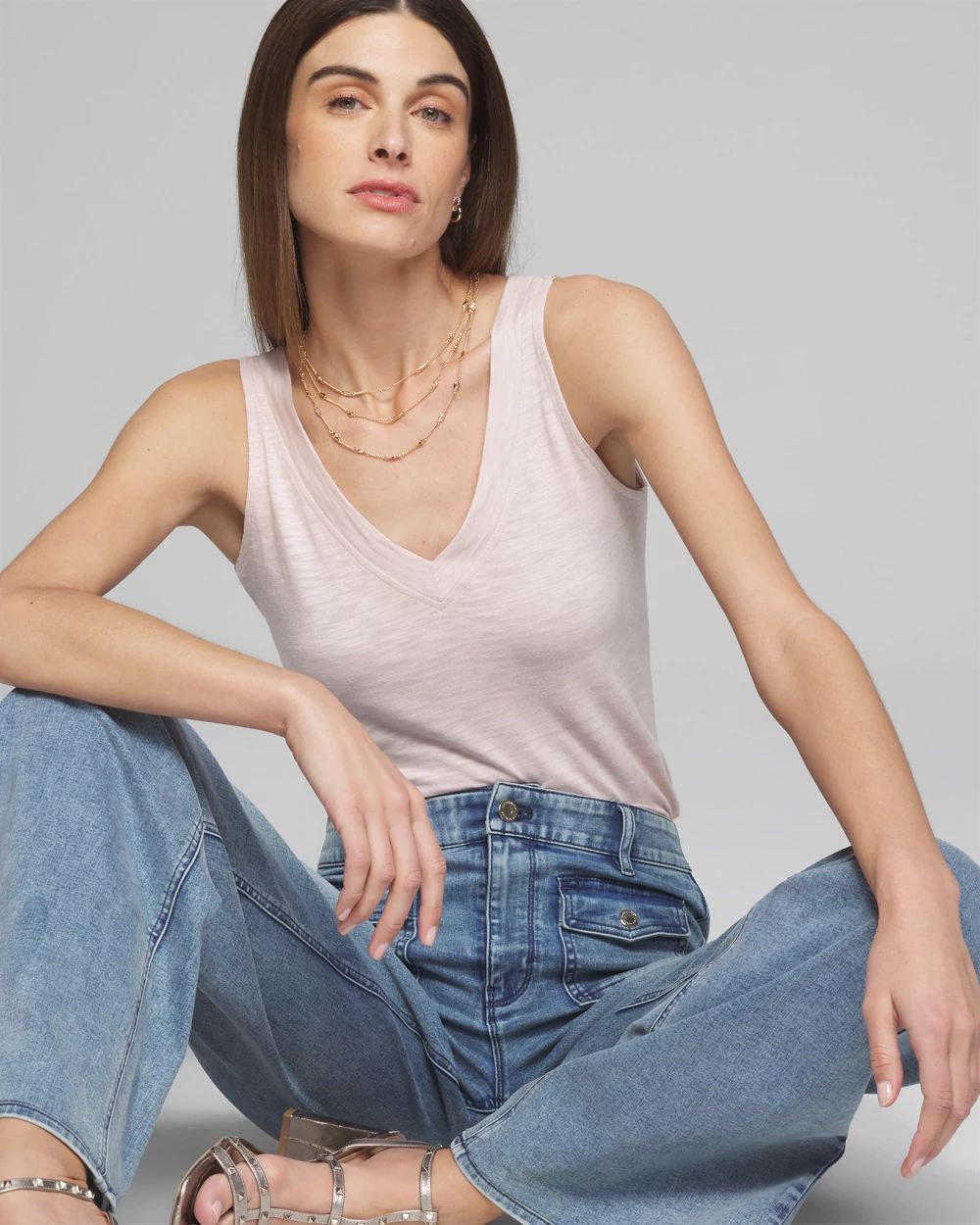 Outlet WHBM Double V-Neck Tank