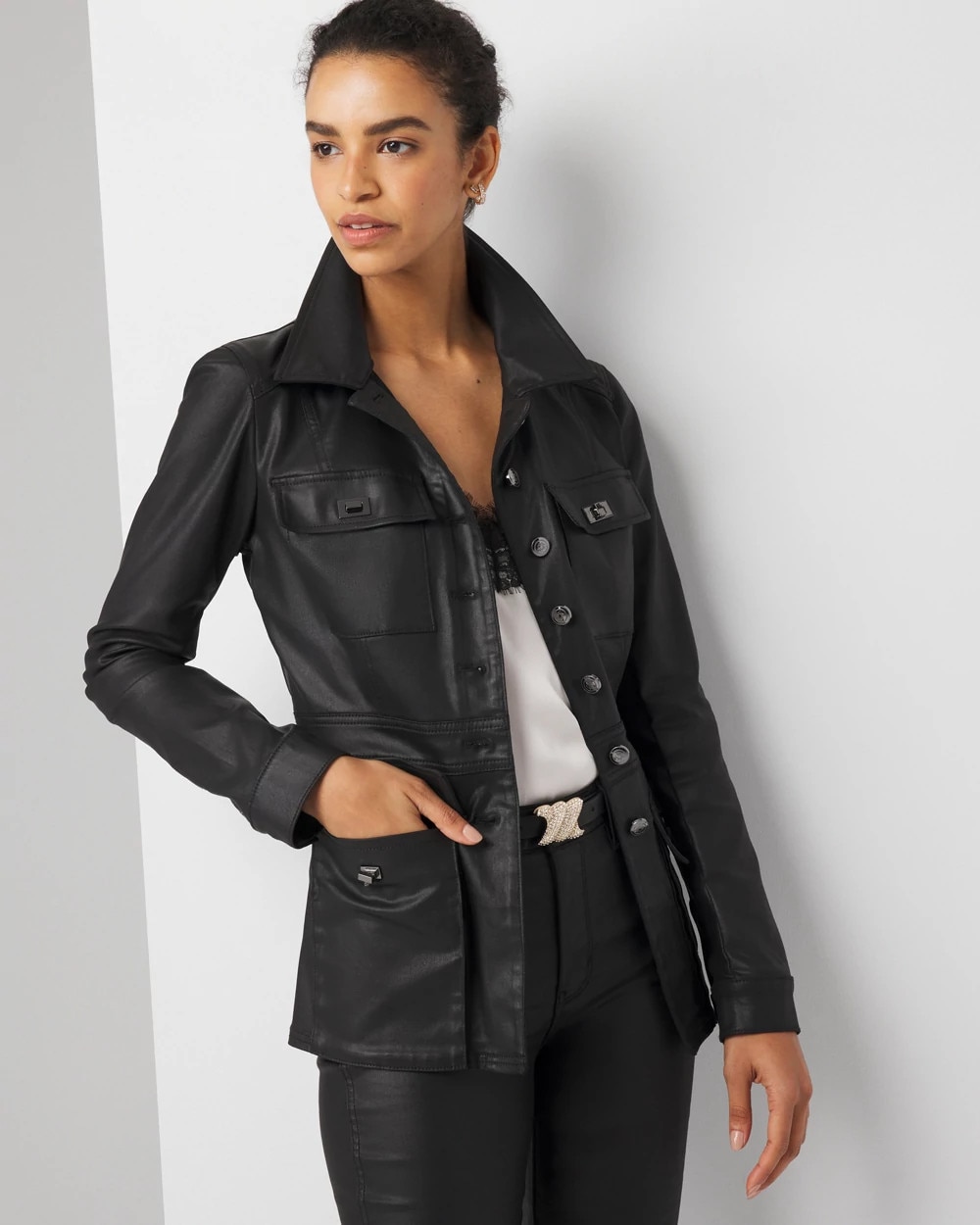 Coated Denim Utility Jacket - image 5