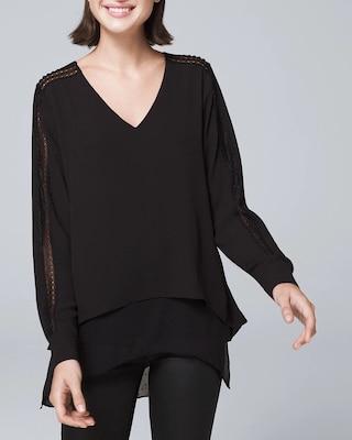 Lace-Inset Tunic Blouse
