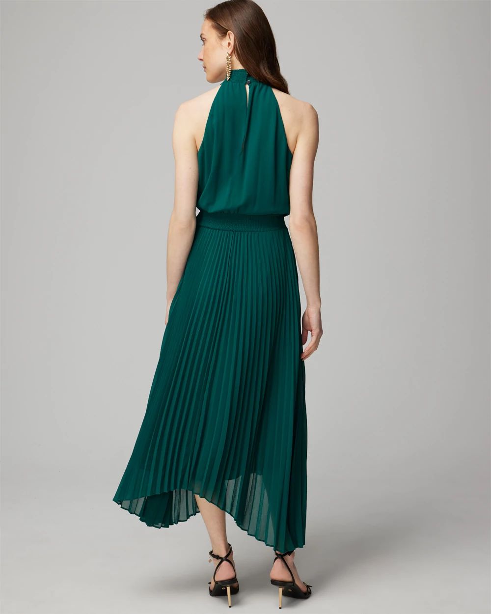 Pleated Halter Midi Dress