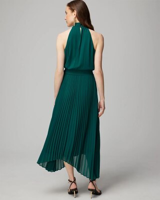 Pleated Halter Midi Dress