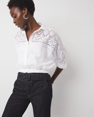 Kimono Sleeve Eyelet Shirt