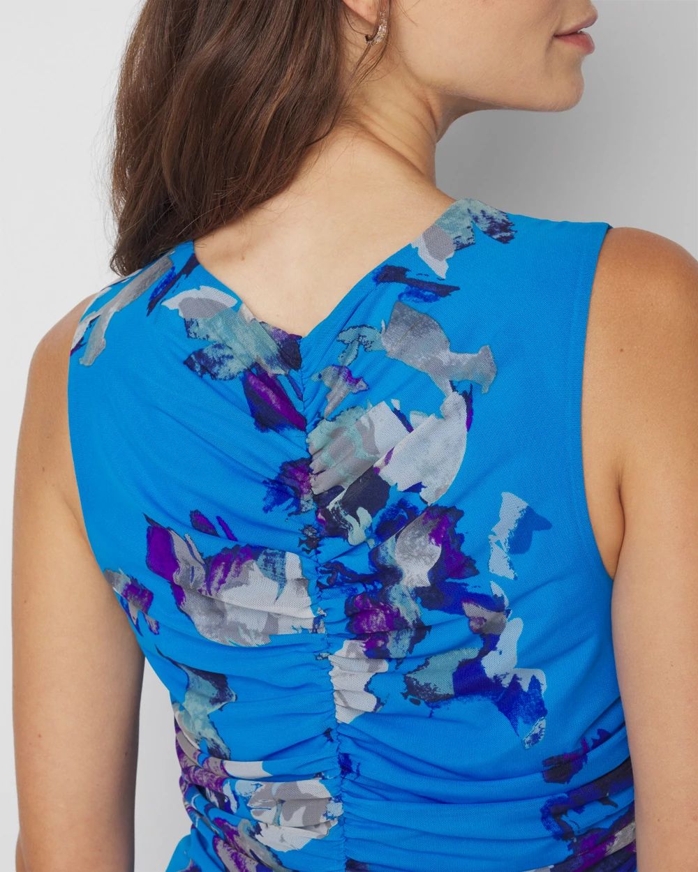 Sleeveless Mesh Floral Print Midi Dress