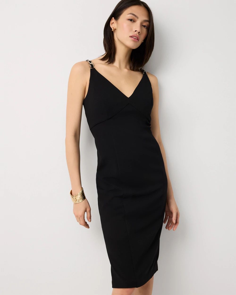 Chain Detail Crepe Dress click to view larger image.