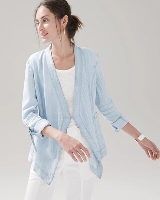 Drape-Front Roll-Sleeve Jacket