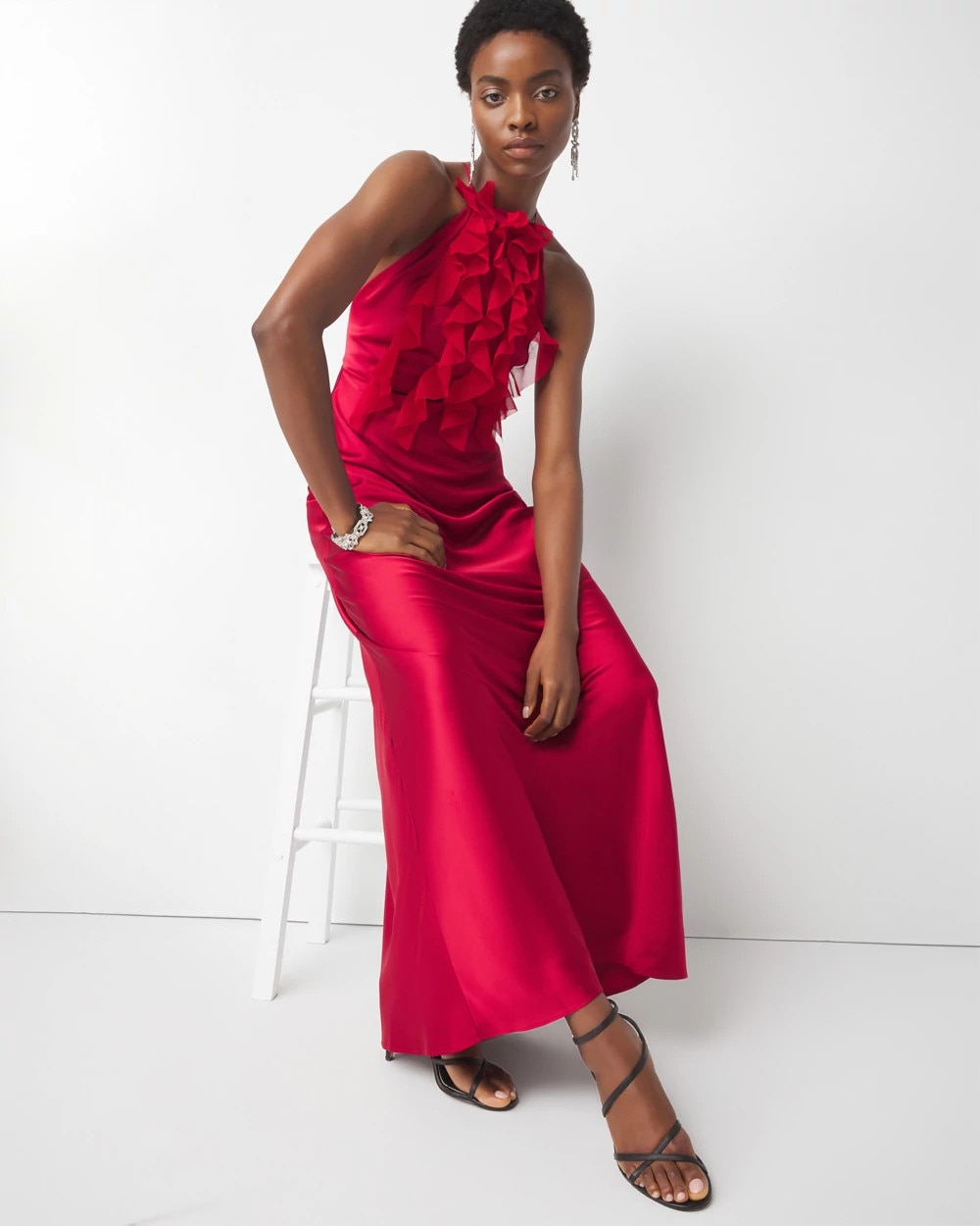 Satin Ruffle Gown | White House Black Market