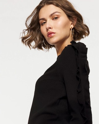 Ruffle Sleeve Pullover Sweater click to view larger image.