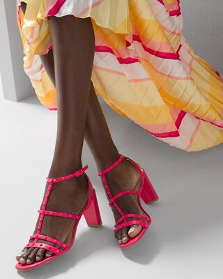 Strappy Studded Mid-Heel Sandal