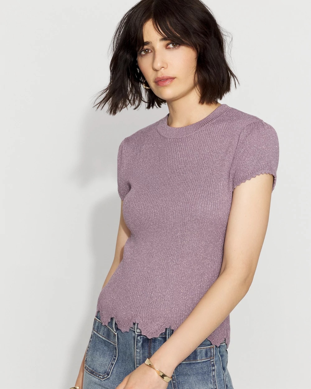 Scalloped Shimmer Sweater