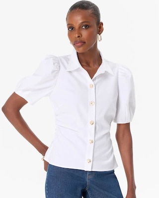 Puff Sleeve Twill Shirt
