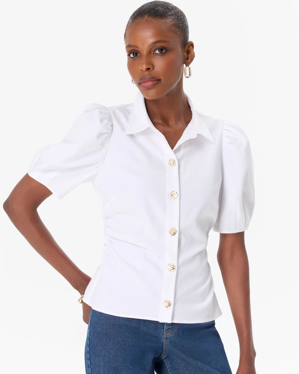 Puff Sleeve Twill Shirt