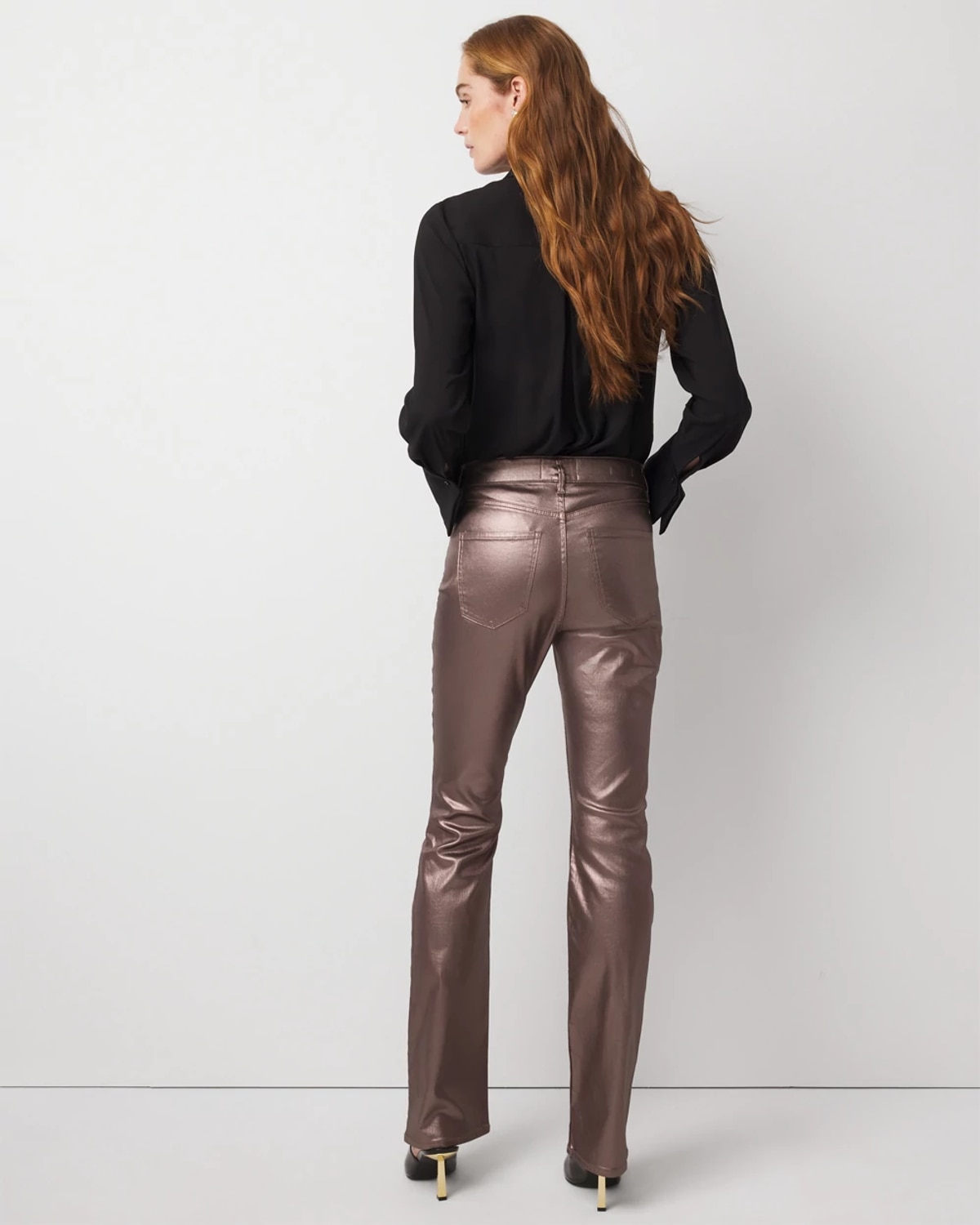 White House Black Market High-rise Metallic Coated Bootcut Jeans