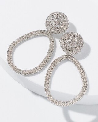 Silver Crystal Statement Hoop Earrings