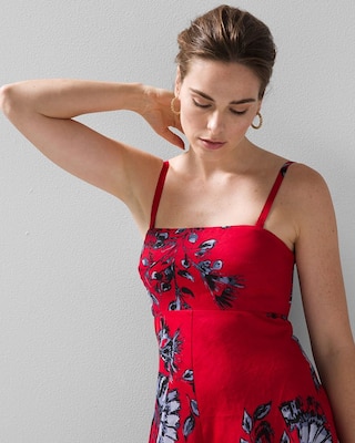 Strapless Linen Midi Dress