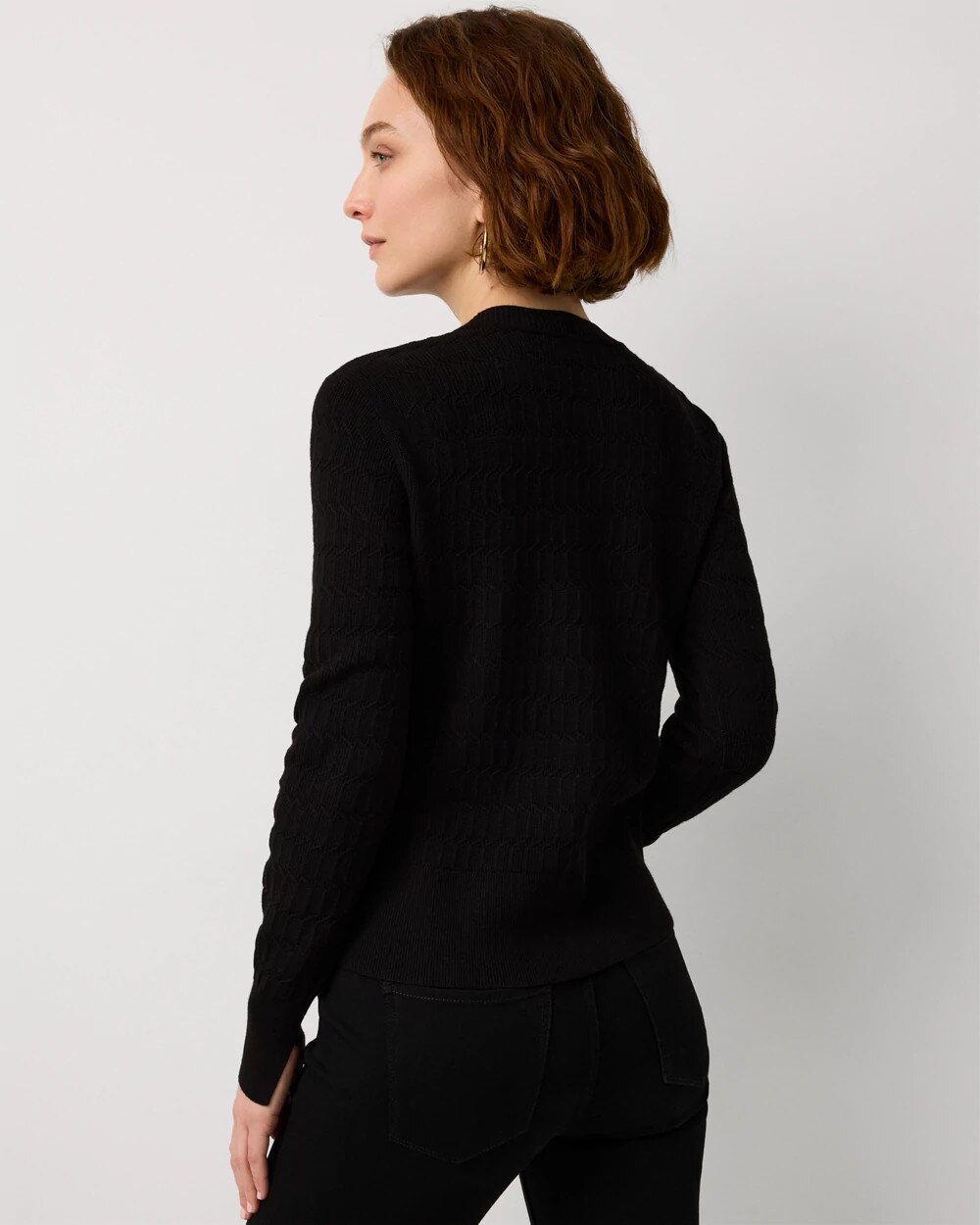 Bow Detail Textured Knit Pullover - image 4