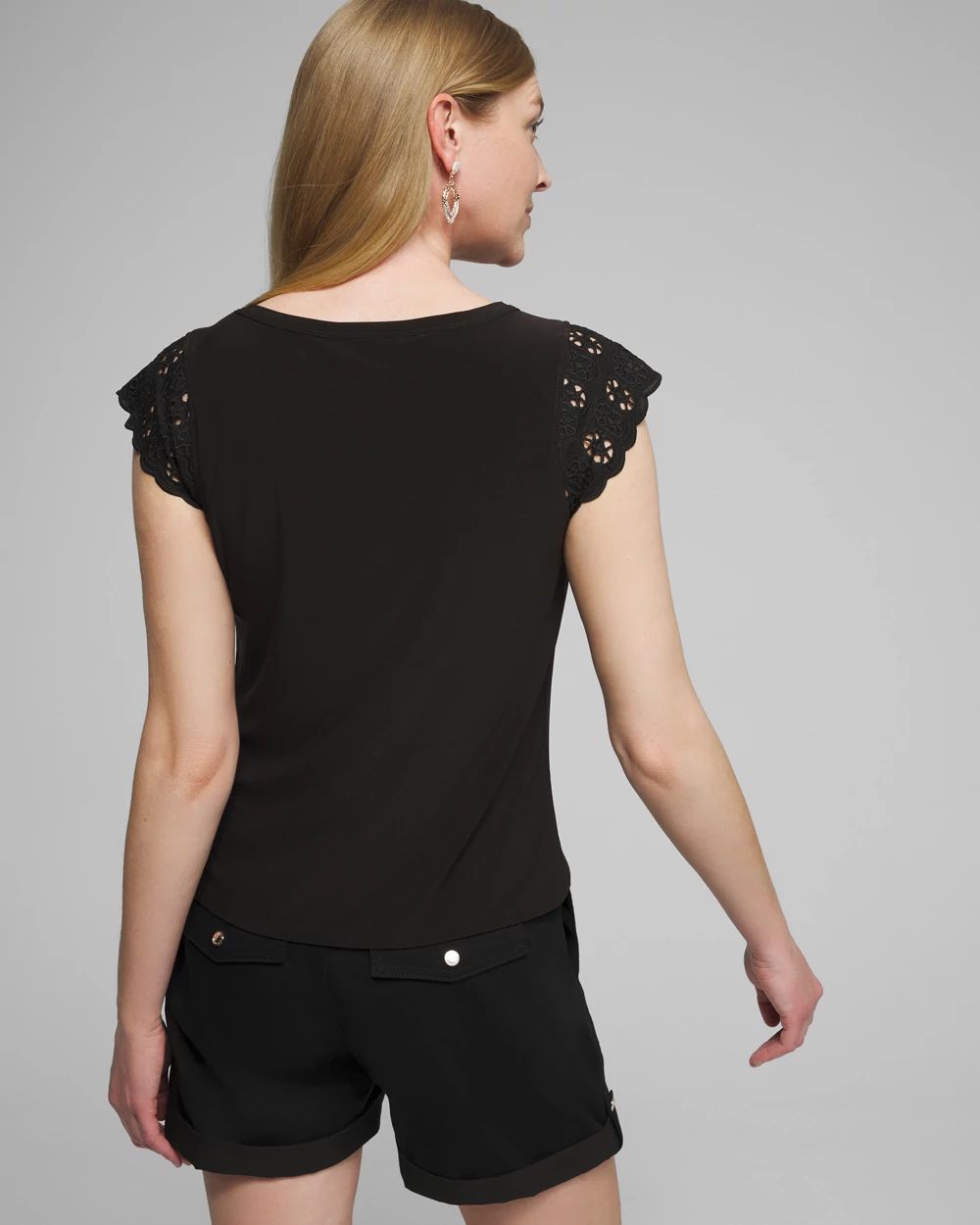 Outlet WHBM Eyelet Sleeve Tee click to view larger image.