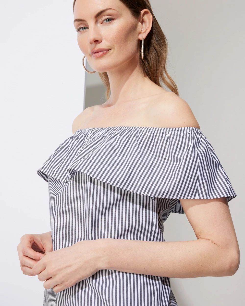 Outlet WHBM Striped Off-The-Shoulder Blouse