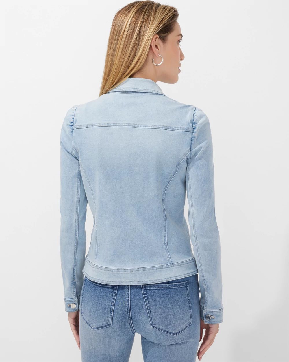 Outlet WHBM Puff-Shoulder Denim Jacket