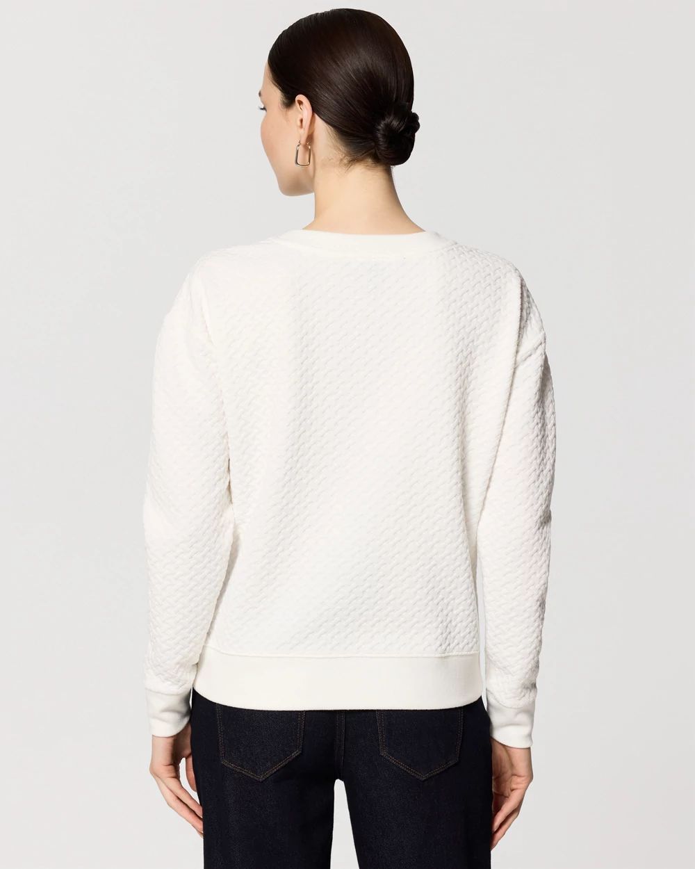 Pleated Drop Shoulder Pullover Sweater click to view larger image.