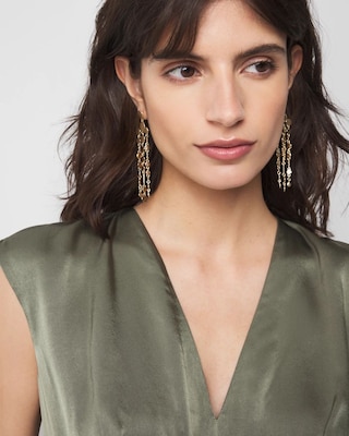 Gold Hammered Disc Chandelier Earrings click to view larger image.