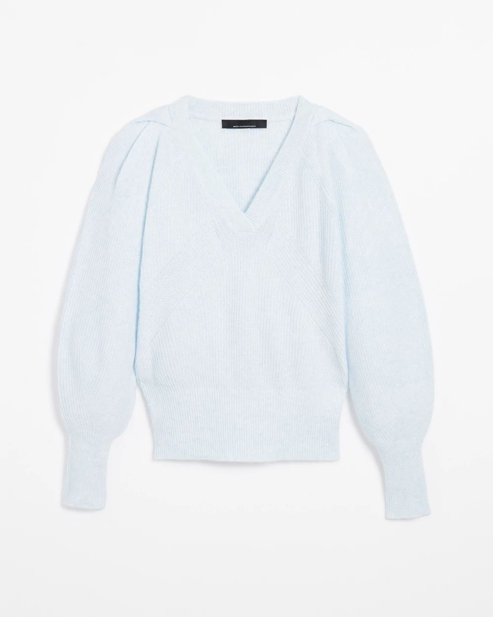 Pleated Shoulder V-Neck Pullover