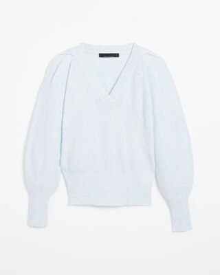 Pleated Shoulder V-Neck Pullover