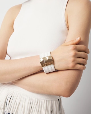 Ecru Raffia + Gold Cuff