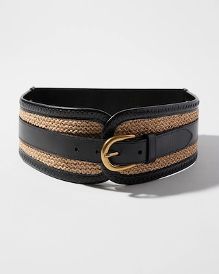 Raffia & Leather Belt