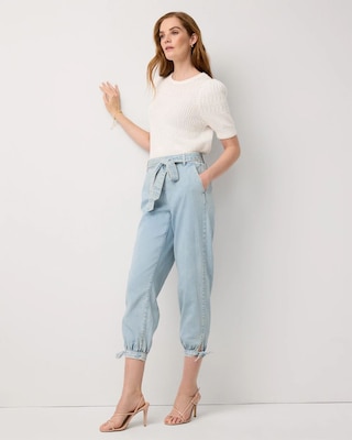 Petite High Rise Tapered Ankle Featherweight Jean