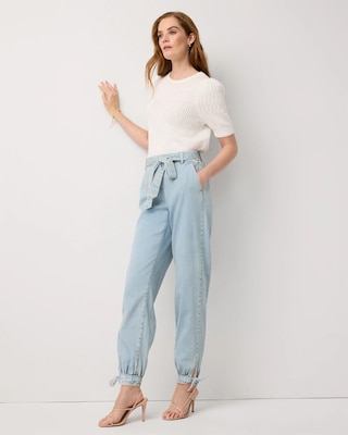 Petite High Rise Tapered Ankle Featherweight Jean