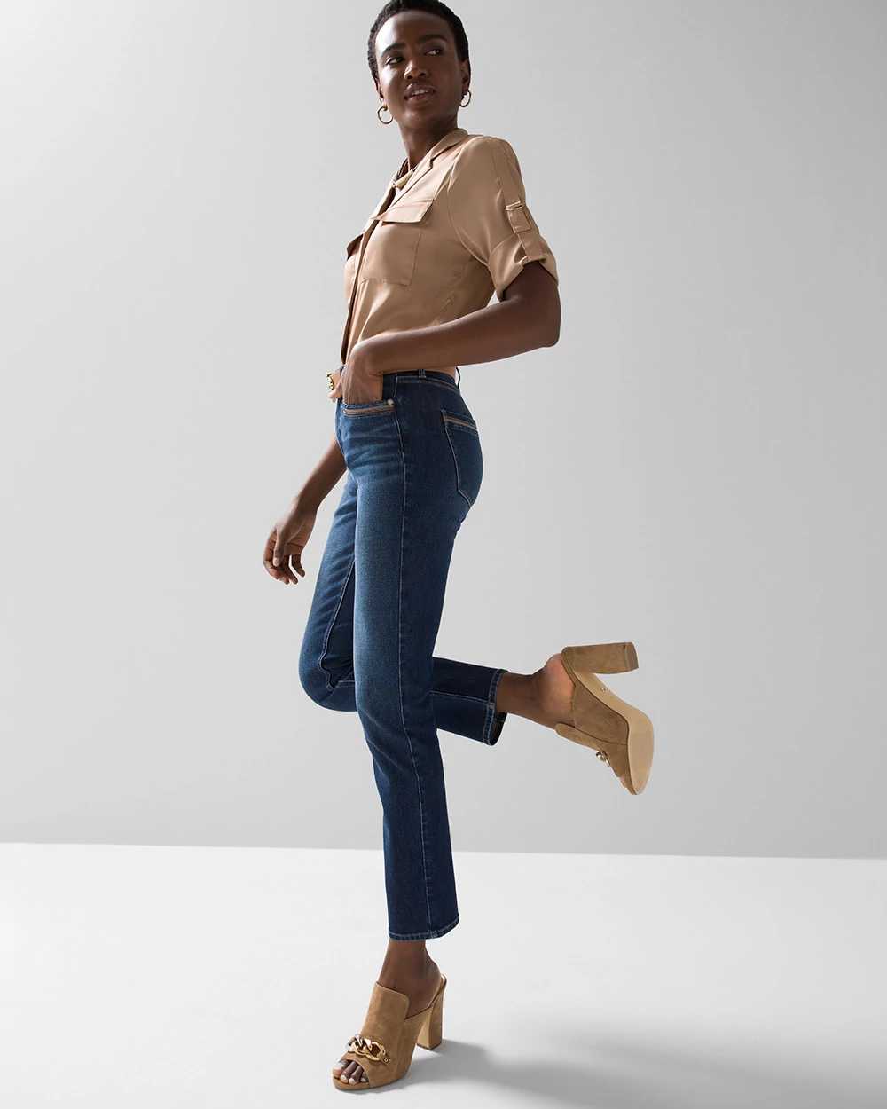 High-Rise Everyday Soft Denim™ Piped Straight Jeans