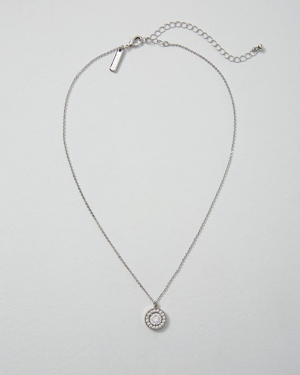 Silvertone Crystal Pendant Necklace click to view larger image.