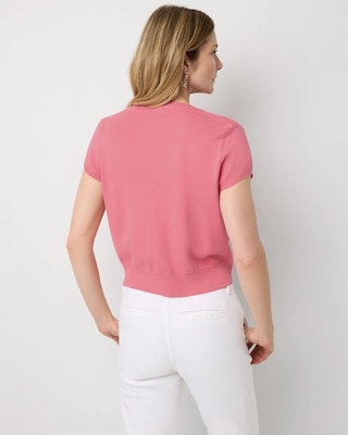 Short Sleeve Button Front Cardigan click to view larger image.