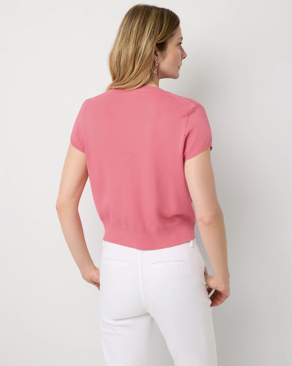 Short Sleeve Button Front Cardigan click to view larger image.