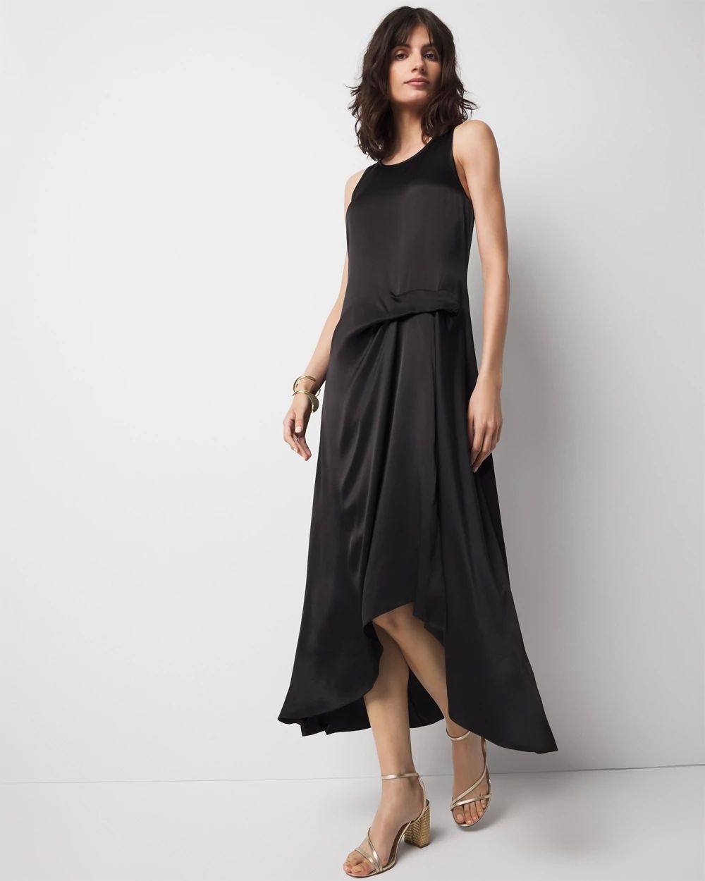 Petite Satin Tank Maxi Dress
