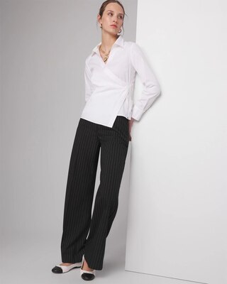 Petite Long Sleeve Surplice Poplin Shirt click to view larger image.