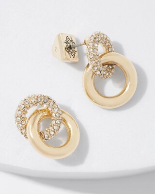 Gold Pave Double Hoop Earrings